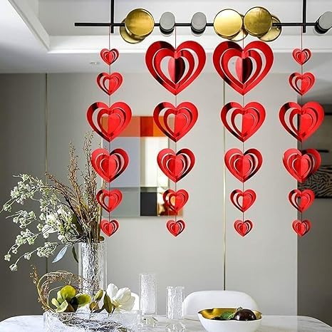 The Banner Company The Banner Company | Romantic Foil Red Heart Hanging Decorations | Perfect for Valentine's Day | Special Occasions | Set of 16 - Image 4