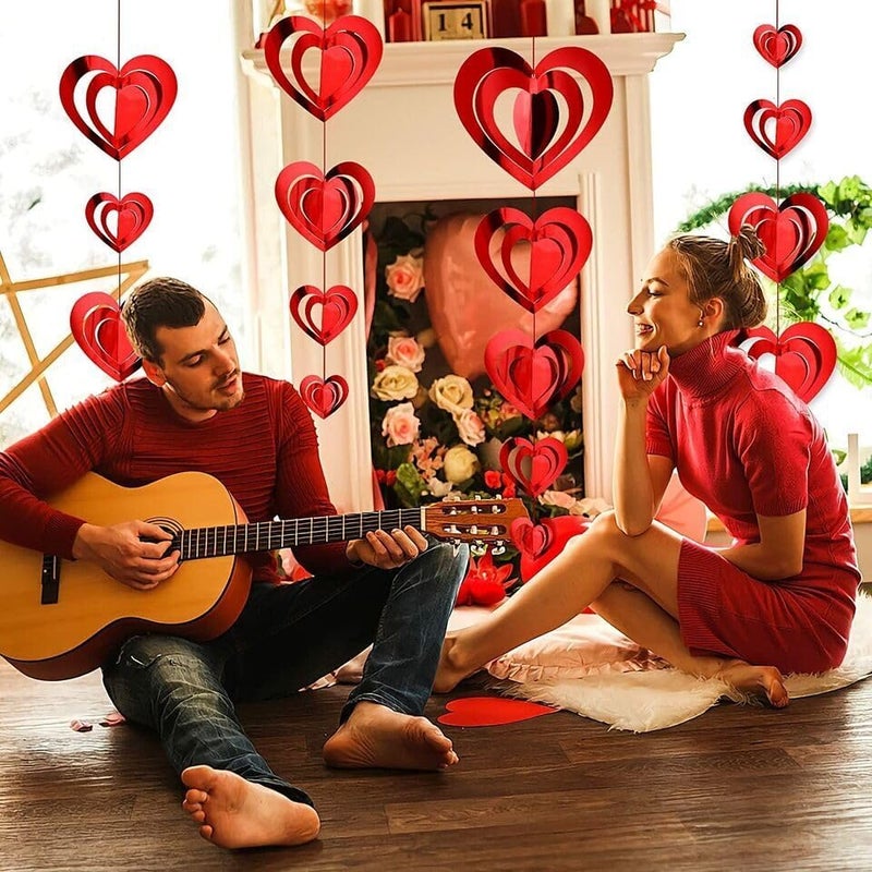 The Banner Company The Banner Company | Romantic Foil Red Heart Hanging Decorations | Perfect for Valentine's Day | Special Occasions | Set of 16 - Image 3