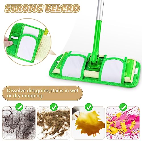 PAPCLEAN Reusable Mop Pads Compatible with Swiffer Sweeper Mops: Papclean Microfiber Wet Pads Refill Dry Sweeping Cloths Washable Dust Floor Cleaner for Wood Floor Cleaning - 3 Pcs Green - Image 3