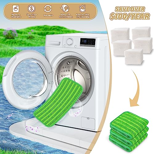 PAPCLEAN Reusable Mop Pads Compatible with Swiffer Sweeper Mops: Papclean Microfiber Wet Pads Refill Dry Sweeping Cloths Washable Dust Floor Cleaner for Wood Floor Cleaning - 3 Pcs Green - Image 4