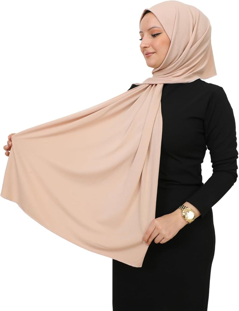 Prien Women's Viscose Hijab Scarf - Lightweight Long Shawl in Beige - Image 3