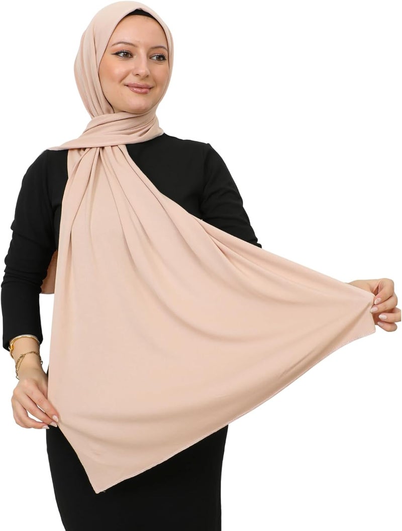 Prien Women's Viscose Hijab Scarf - Lightweight Long Shawl in Beige - Image 2