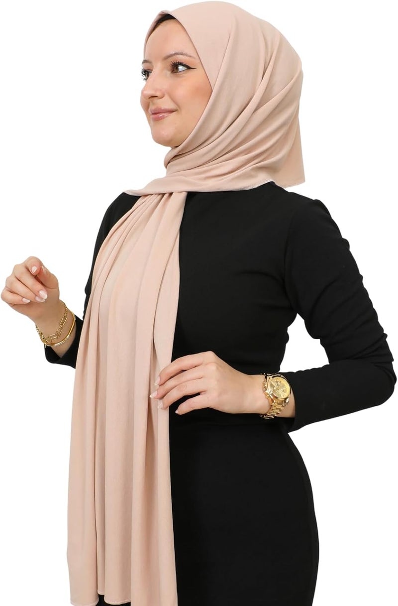 Prien Women's Viscose Hijab Scarf - Lightweight Long Shawl in Beige - Image 4