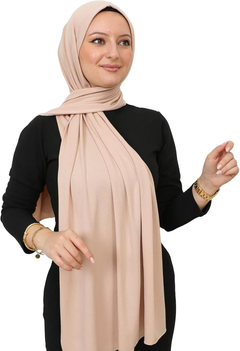 Prien Women's Viscose Hijab Scarf - Lightweight Long Shawl in Beige - Image 1