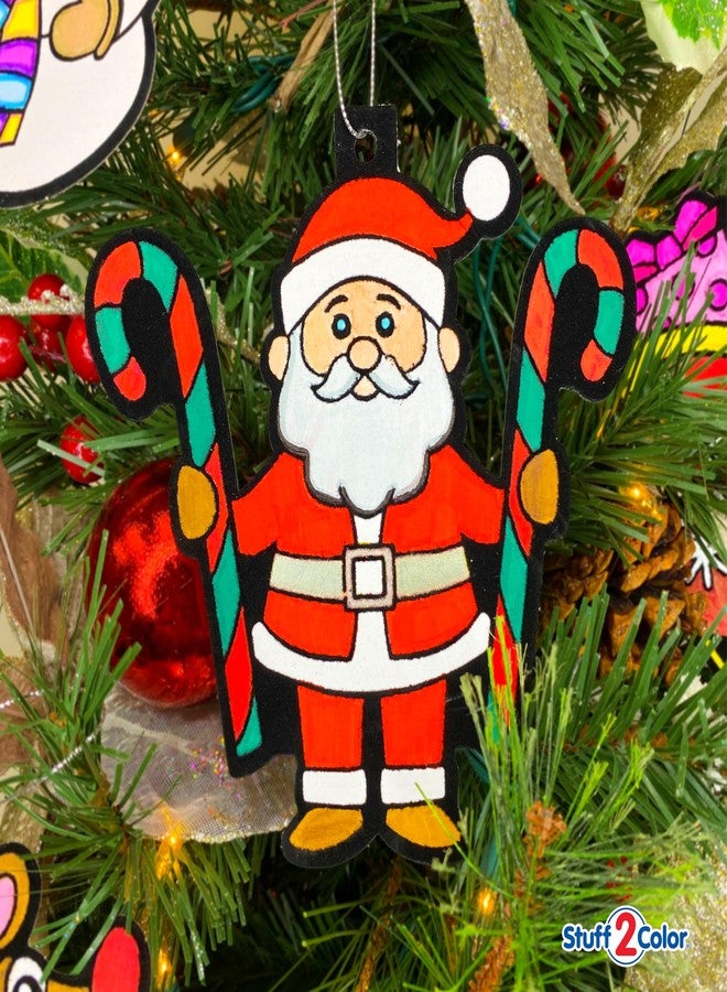 ستاف 2 كلر مجموعة زينة عيد الميلاد للتلوين - 12 قطعة - أنشطة فنية وحرفية ممتعة للأطفال من جميع الأعمار - مشروع عائلي للعطلات، تزيين وتلوين وتعليق زينة شجرة عيد الميلاد (سانتا، الرنة، والمزيد) - Image 3