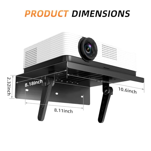 CABTE No Drilling Metal Projector Mount, Adjustable Angle Projector Mount Shelf for Sofa and Bedside, Foldable for Storage,Perforated Design for Heat Dissipation,Projector Wall Mount for Living Room - Image 3