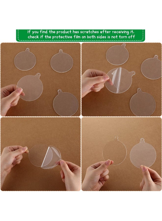TPGP 3 Inch Acrylic Blanks Ornament Acrylic Keychain Blanks Clear Ornaments Clear Discs For Christmas Crafts  - Image 3