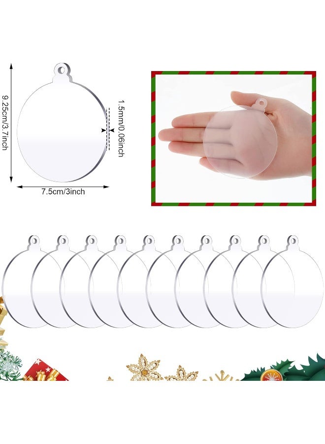 TPGP 3 Inch Acrylic Blanks Ornament Acrylic Keychain Blanks Clear Ornaments Clear Discs For Christmas Crafts  - Image 2