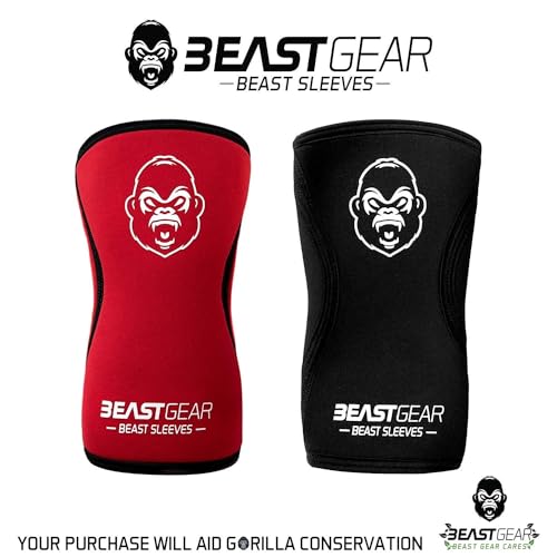 Beast Gear Knee Sleeves for Weightlifting - 5mm Reversible Neoprene Compression Sleeve Pack for Powerlifting, Squats & Running, medium - Image 5