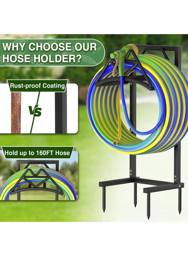 Qatsrin New Garden Hose Holder, Super Stable Freestanding Water Hose Holder Stand Holds 160-feet Hose, Detachable Hose Storage Reels Hanger Rack for Outside Yard Lawn Farm - Image 3