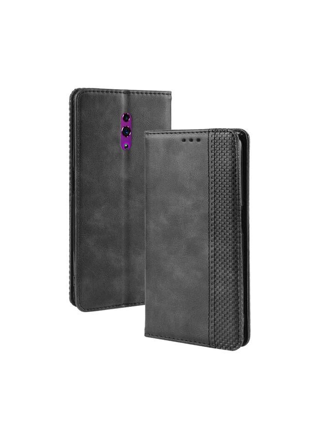 The Bros Magnetic Buckle Retro Crazy Horse Texture Horizontal Flip Leather Case for OPPO Reno , with Holder & Card Slots & Photo Frame