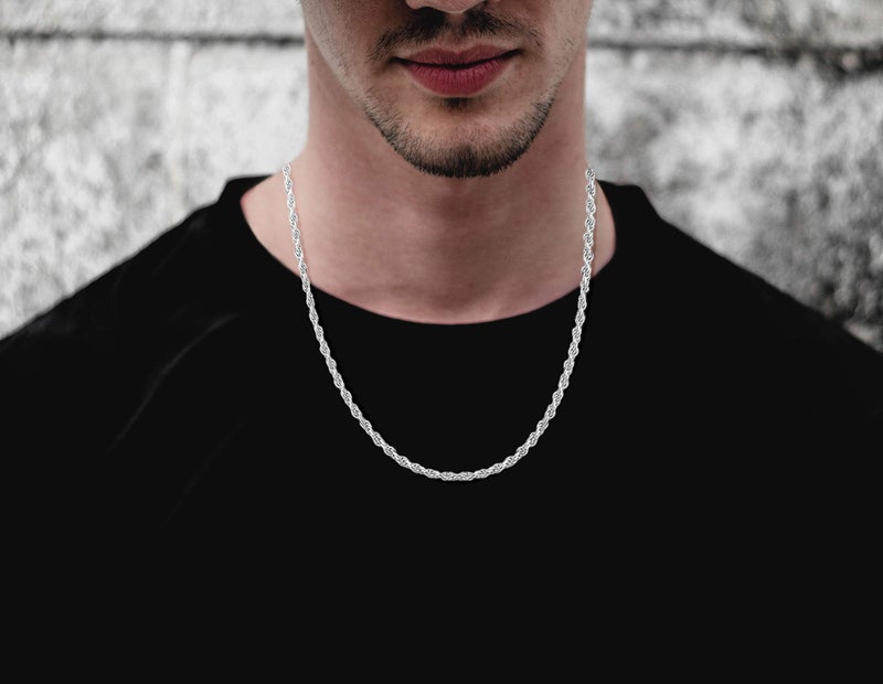 Savlano 925 Sterling Silver 4mm Solid Italian Rope Diamond Cut Twist Link Chain Necklace with Gift Box for Men & Women - Made in Italy - Image 5