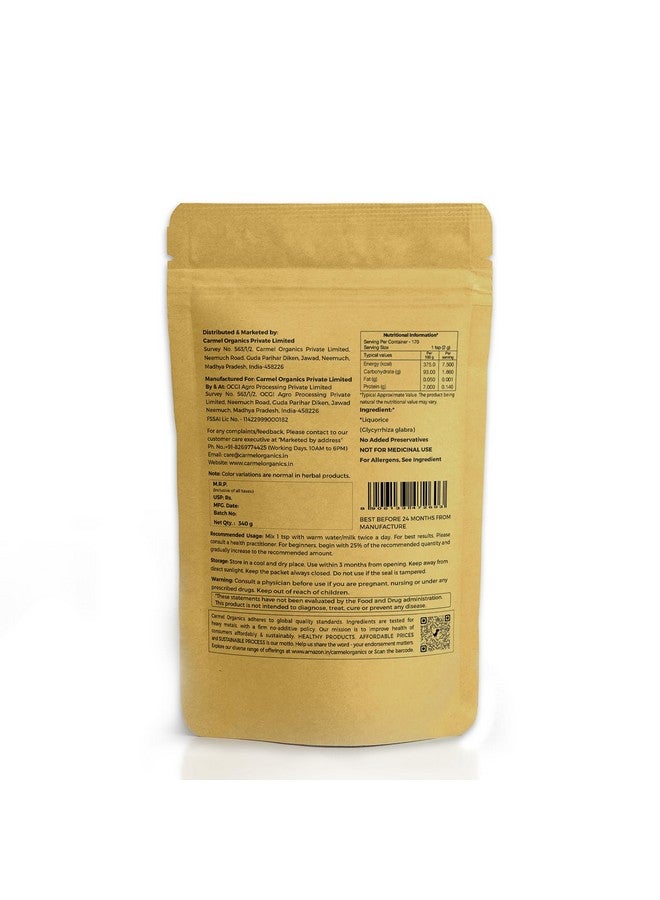 CARMEL ORGANICS CARMEL ORGANICS Liquorice/Mulethi Root Powder (340 Grams) | Yashtimadhu Powder For Health, Skin and Hair Care | Natural | Edible | Atimadhuram Podi/Athimadhura Hittu  - Image 2