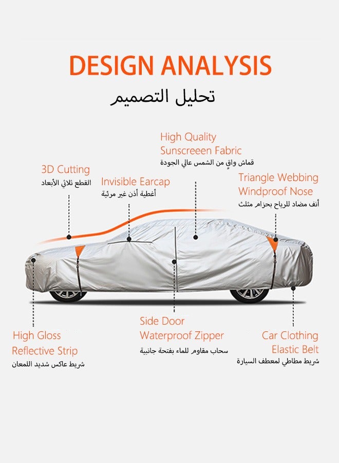 Car Cover Waterproof All Weathe,Outdoor Full Cover Rain Sun UV Protection with Zipper Cotton - Image 2