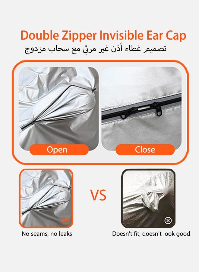 Car Cover Waterproof All Weathe,Outdoor Full Cover Rain Sun UV Protection with Zipper Cotton - Image 3