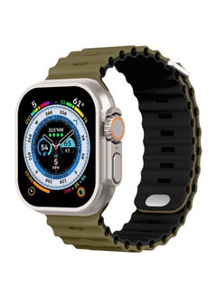 Generic AppleWatch Ultra Marine Strap 8 Apple S8 Smart IWatch8 Silicone Watch Strap-Color:23# 42/44/45/49mm Olive + Black  - Image 1