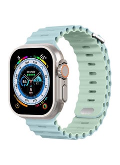 Generic AppleWatch Ultra Marine Strap 8 Apple S8 Smart IWatch8 Silicone Watch Strap-Color:23# 42/44/45/49mm Olive + Black  - Image 4