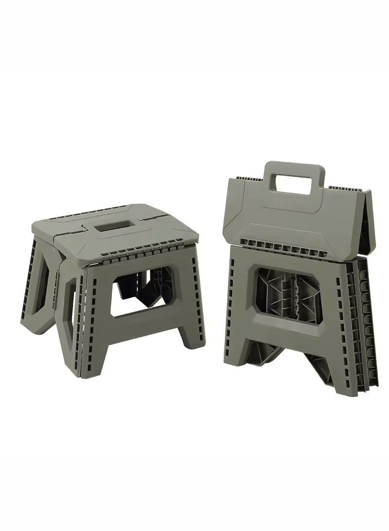 مقعد متدرج قابل للطي للبالغين مقاس 10 بوصات (حوالي 26.5 سم) 80 رطلا (حوالي 39.9 كجم) السعة مسند قدم قابل للطي غير قابل للانزلاق مع مقبض للحمام وغرفة النوم والمطبخ والهواء الطلق والتخييم (أخضر) - Image 1