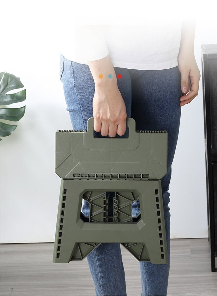 مقعد متدرج قابل للطي للبالغين مقاس 10 بوصات (حوالي 26.5 سم) 80 رطلا (حوالي 39.9 كجم) السعة مسند قدم قابل للطي غير قابل للانزلاق مع مقبض للحمام وغرفة النوم والمطبخ والهواء الطلق والتخييم (أخضر) - Image 4