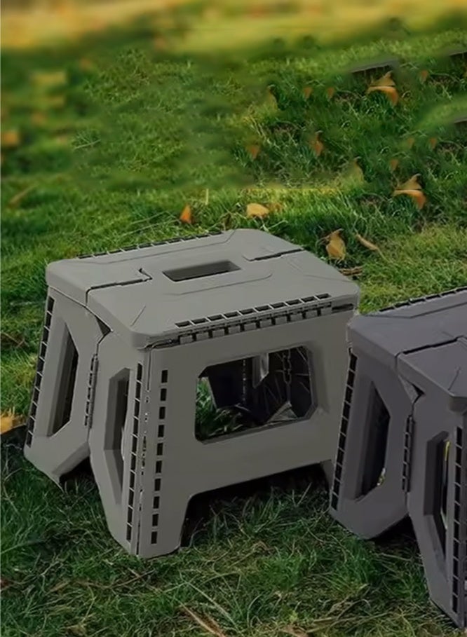 مقعد متدرج قابل للطي للبالغين مقاس 10 بوصات (حوالي 26.5 سم) 80 رطلا (حوالي 39.9 كجم) السعة مسند قدم قابل للطي غير قابل للانزلاق مع مقبض للحمام وغرفة النوم والمطبخ والهواء الطلق والتخييم (أخضر) - Image 5