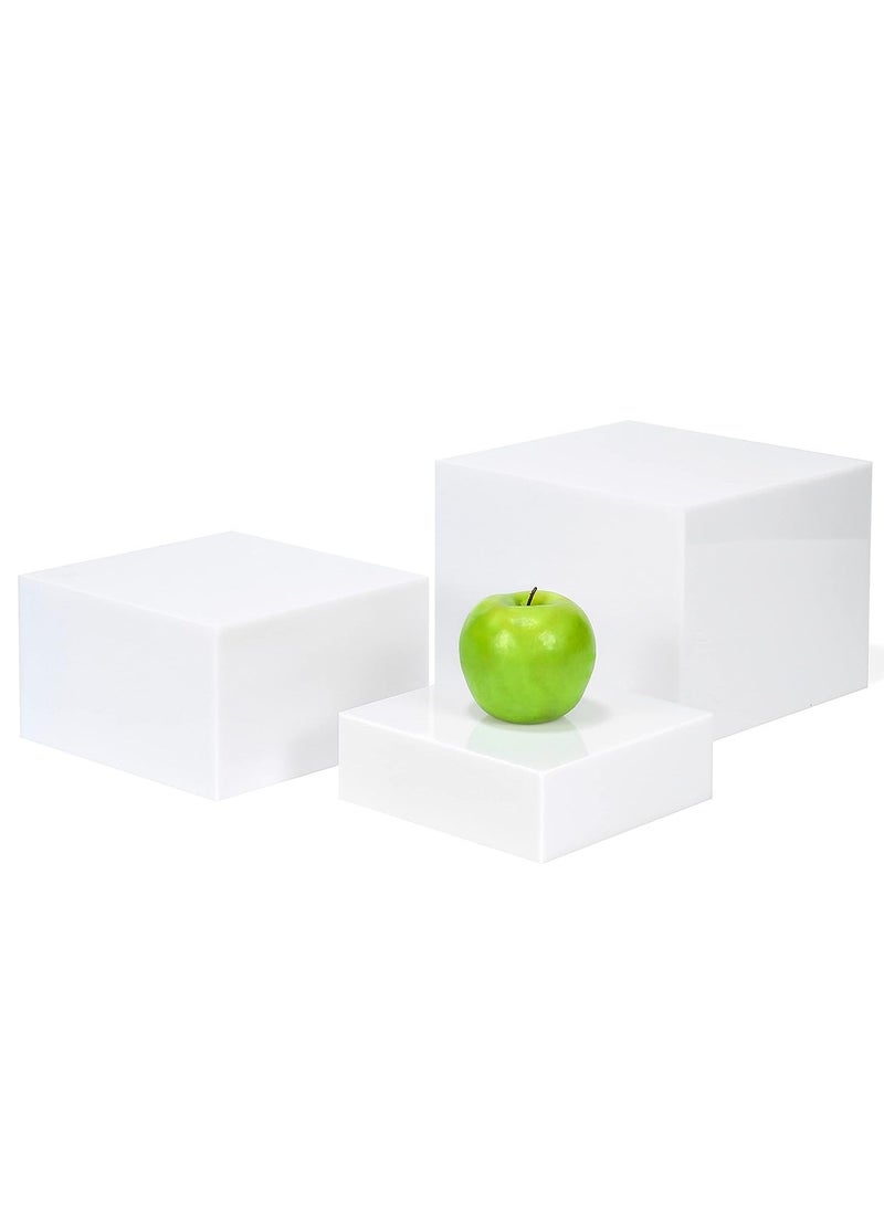 Rose Buffet Risers, Food Risers for Buffet Table, Display Stand Shelf for Catering Dessert Collectibles, Acrylic Cube Display Nesting Risers with Hollow Bottoms White  - Image 5