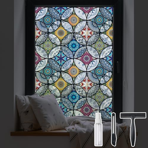 DKTIE Frosted Window Film with Installation Tools Privacy Window Film Frosted Window Sticker Static Cling Film Decorative Window Cling for Home Office UV Protection 35.4 x 78.7 Inch - Image 1