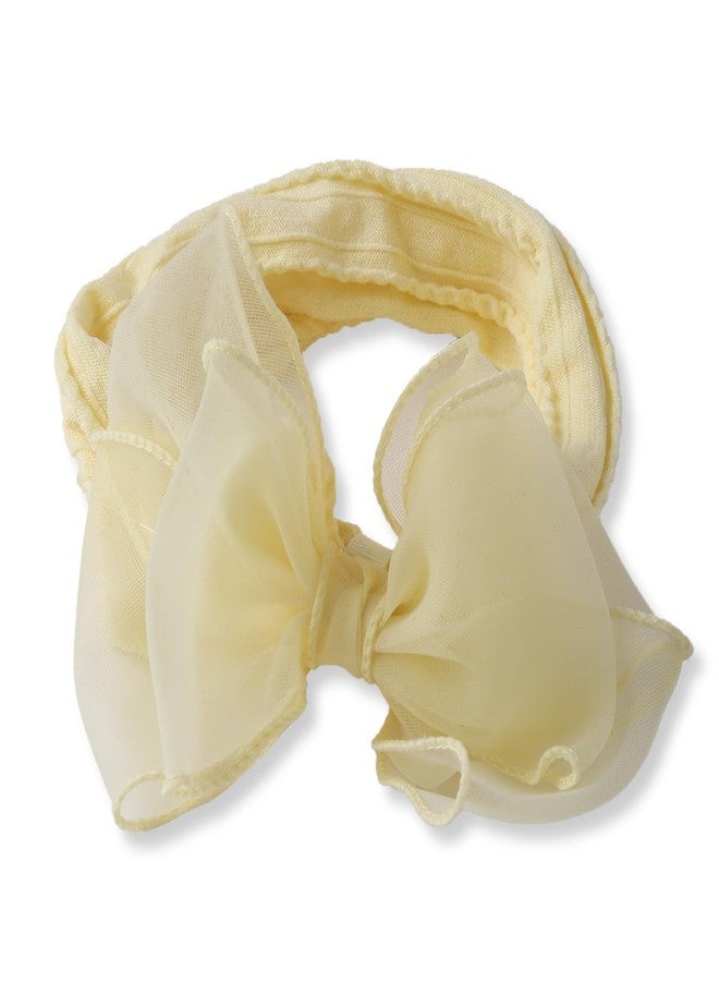 Arendelle Pure Cotton Headband with Double Layered Yellow Bow for Babies (0-2 Years) [AHA391] - Image 2