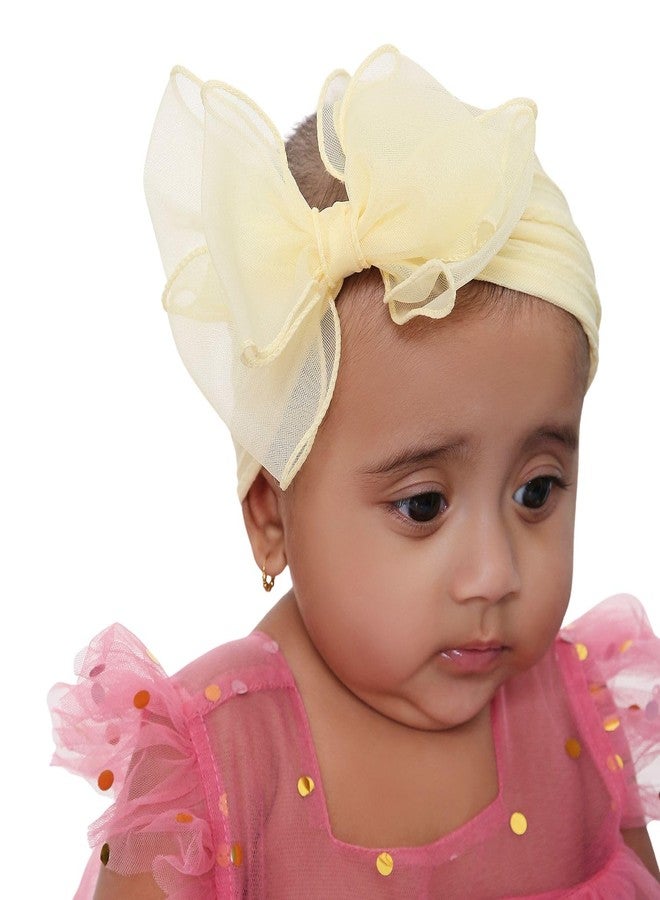Arendelle Pure Cotton Headband with Double Layered Yellow Bow for Babies (0-2 Years) [AHA391] - Image 1