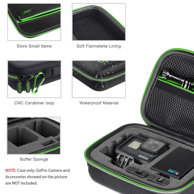 HSU Carrying Case for GoPro Hero 13/12/11/10/9/8/7/6/5 Black and Accessories, Protective Security Bag, Storage Solution for Adventurers-Upgraded Interior Foam - Image 3