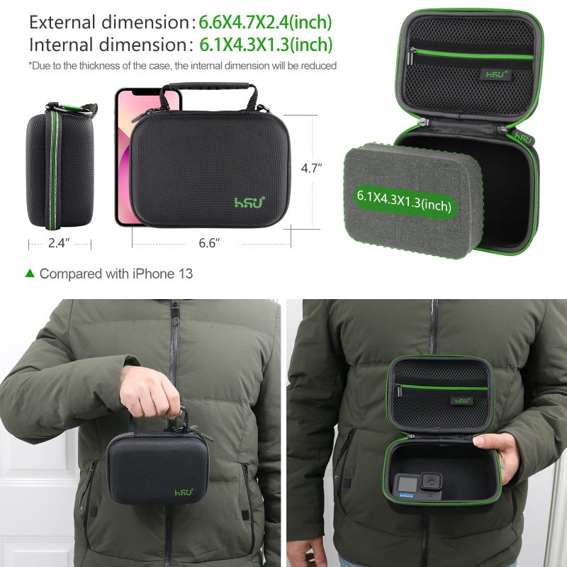 HSU Carrying Case for GoPro Hero 13/12/11/10/9/8/7/6/5 Black and Accessories, Protective Security Bag, Storage Solution for Adventurers-Upgraded Interior Foam - Image 2