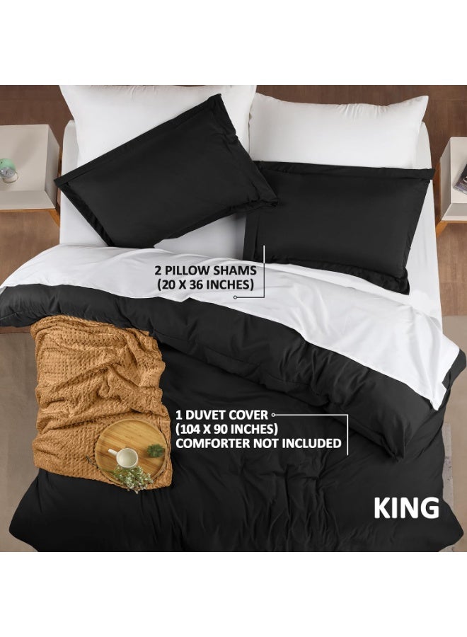 Utopia Bedding Duvet Cover King Size Set - 1 Duvet Cover with 2 Pillow Shams - 3 Pieces Comforter Cover with Zipper Closure - Ultra Soft Brushed Microfiber, 104 X 90 Inches (King, Black) - Image 1