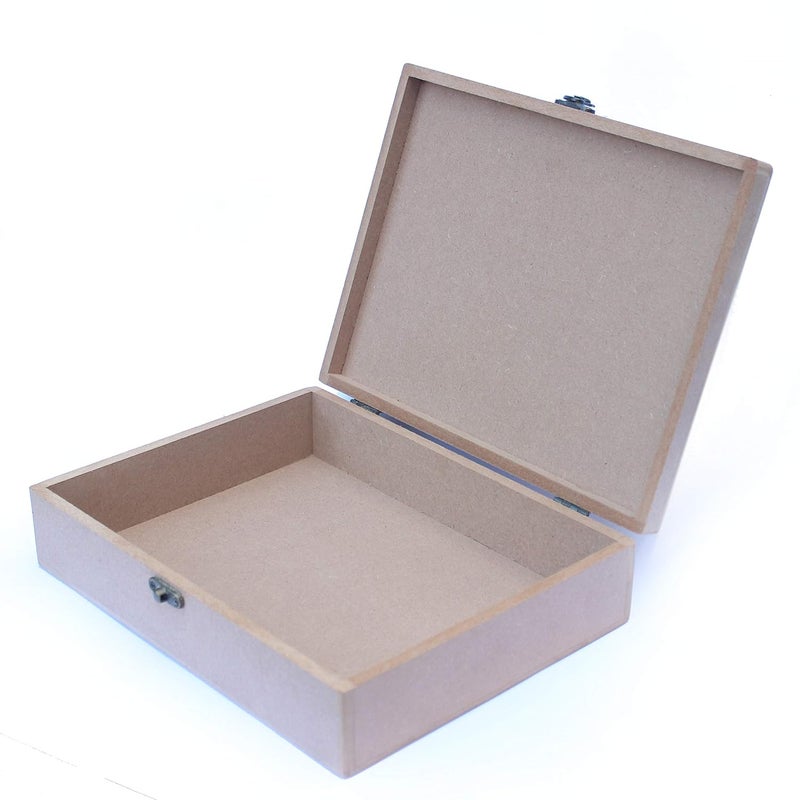 IVEI DIY MDF Box Craft - Plain MDF Wood Blank Rectangular Box for Painting, Wooden Sheet Craft, Decoupage, Resin Art Work & Decoration (Box Dimensions -10.5 in X 8in X 2.5 in) - Image 3