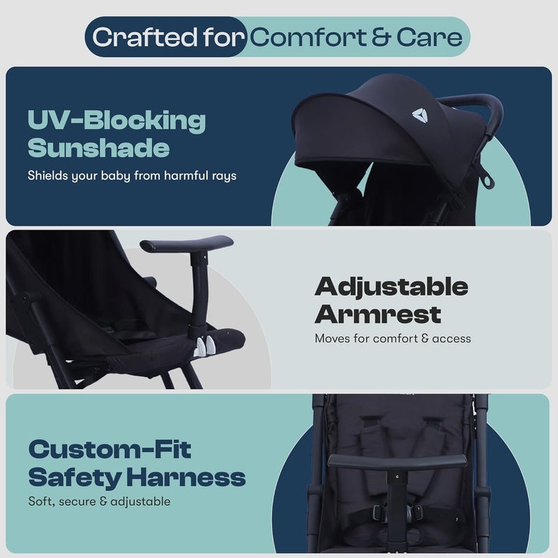 ShaHa Lightweight Stroller For Toddlers Travel Stroller For Airplane With OneHand Fold Baby Umbrella Strollers With Large Sun Canopy And Reclining Backrest Portable Strollers Included Travel Bag - Image 5