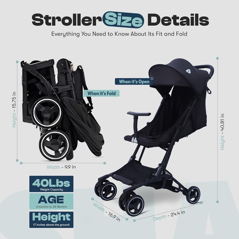 ShaHa Lightweight Stroller For Toddlers Travel Stroller For Airplane With OneHand Fold Baby Umbrella Strollers With Large Sun Canopy And Reclining Backrest Portable Strollers Included Travel Bag - Image 2
