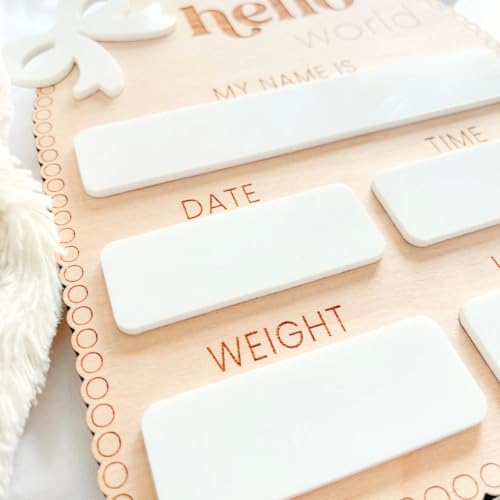 Haoser Hello World, Baby Dry Erase Birth Stats, Photo Prop|Scallop Design|Baby Birth Reveal,1 Count,Multicolor - Image 4