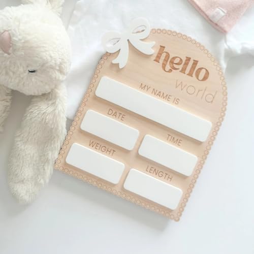 Haoser Hello World, Baby Dry Erase Birth Stats, Photo Prop|Scallop Design|Baby Birth Reveal,1 Count,Multicolor - Image 2