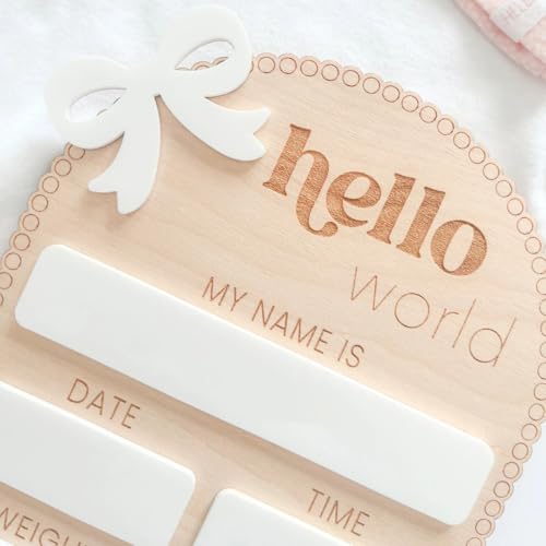 Haoser Hello World, Baby Dry Erase Birth Stats, Photo Prop|Scallop Design|Baby Birth Reveal,1 Count,Multicolor - Image 3