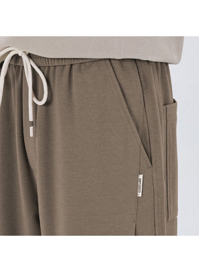 Markless Casual Pants For Men, Autumn And Winter Lyocell Loose Straight-leg Trousers, Men's Long Pants Clb3834m Khaki Color Size 36 - Image 3