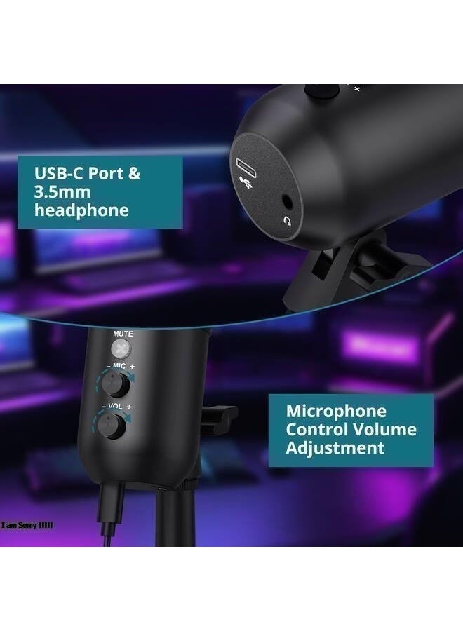 Green Tiger RGB Professional Live Streaming Microphone with Adjustable Stand and Volume Control - Image 3