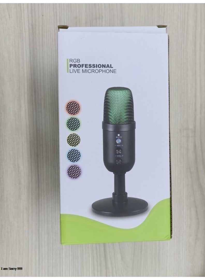 Green Tiger RGB Professional Live Streaming Microphone with Adjustable Stand and Volume Control - Image 4