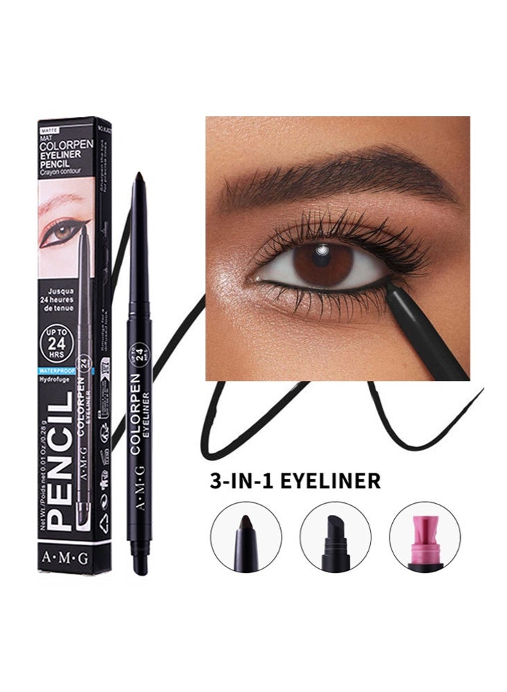 اي ام جي قلم تحديد العيون Colorpen حتى 24 ساعة ، محدد للماء ، مقاوم للتلطخ ، مكياج العيون مع مبراة مدمجة #01Black - Image 1