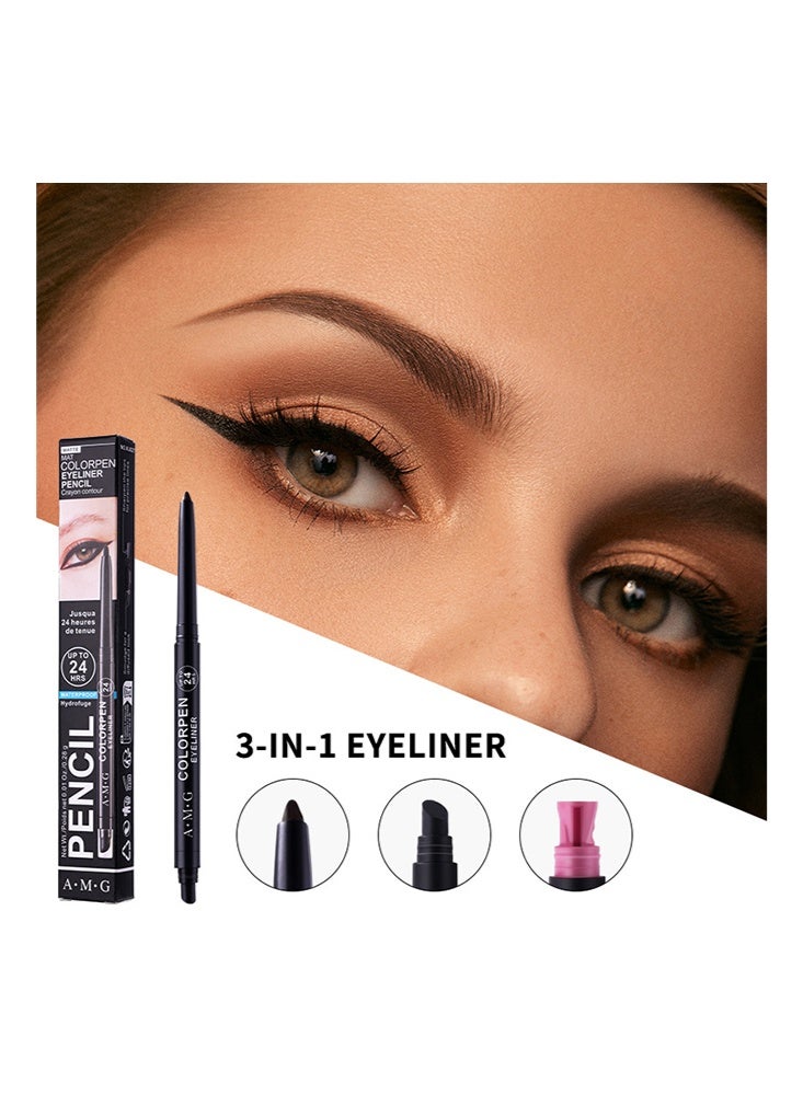 اي ام جي قلم تحديد العيون Colorpen حتى 24 ساعة ، محدد للماء ، مقاوم للتلطخ ، مكياج العيون مع مبراة مدمجة #01Black - Image 4
