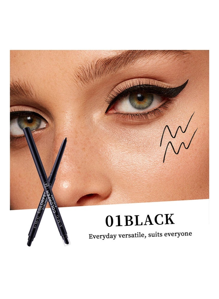 اي ام جي قلم تحديد العيون Colorpen حتى 24 ساعة ، محدد للماء ، مقاوم للتلطخ ، مكياج العيون مع مبراة مدمجة #01Black - Image 5