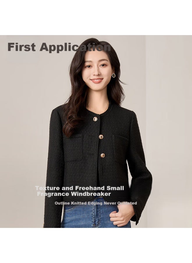 First Application Chushen Spring And Autumn Short Jacket Women's Exquisite Fashionable Short Casual Jacket Top S13kf3427 Black XL - Image 1