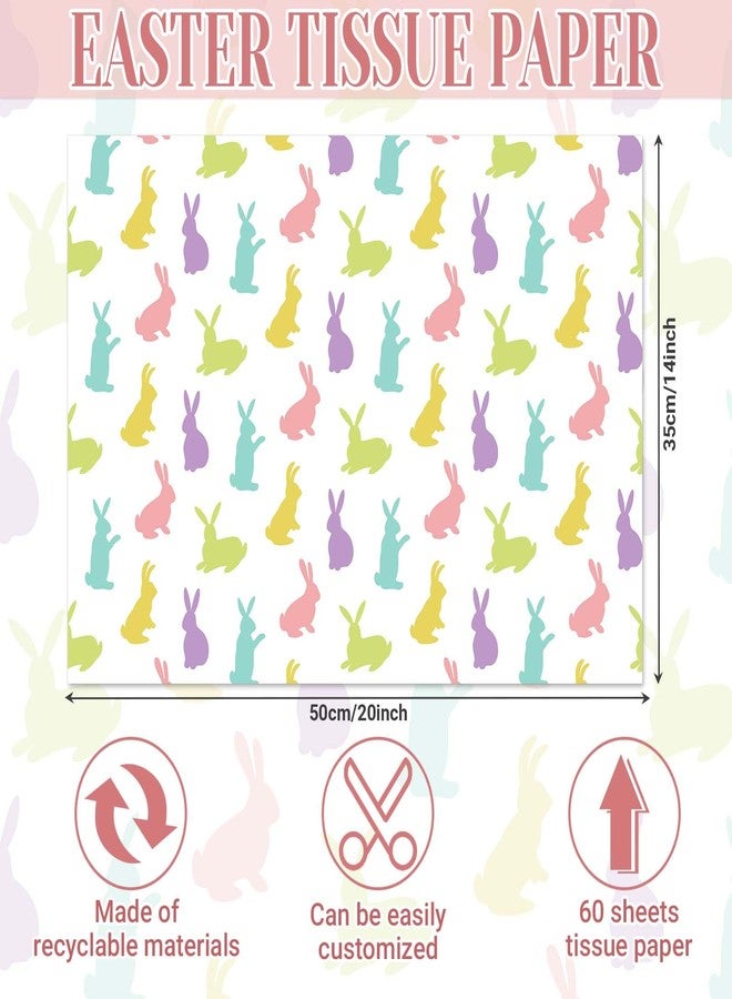 Bolsome 60 Sheets Easter Tissue Paper for Gift Wrapping Pastel Rabbit Bunny Tissue Paper for Gift Bags for Baby Shower Birthday Party Easter Party DIY Craft Supplies, 20 × 14 Inches - Image 2