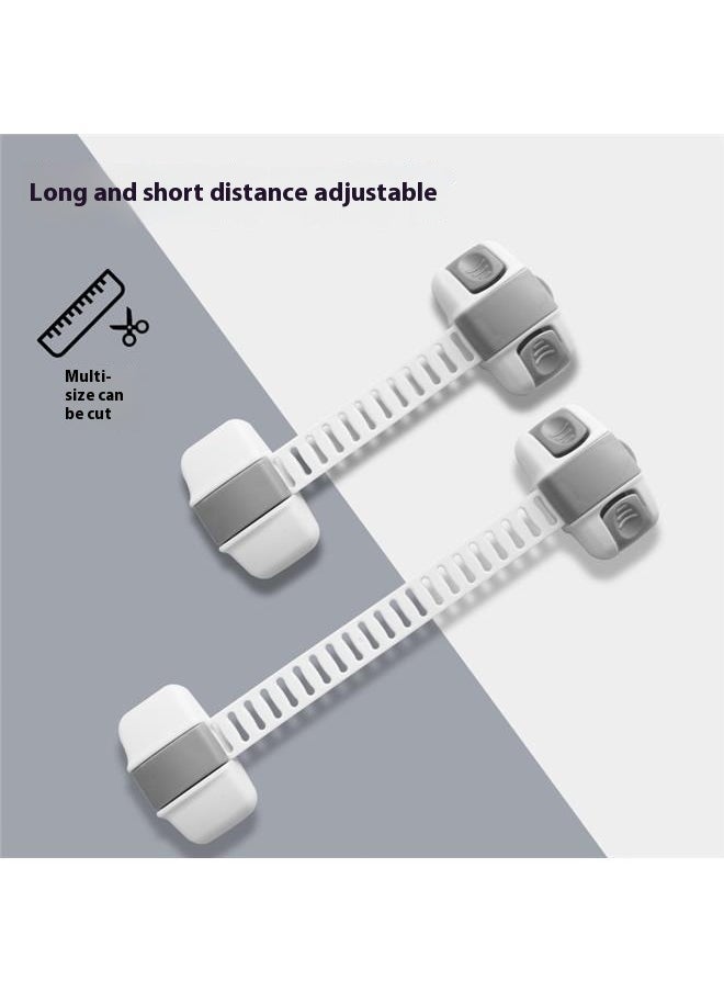 Generic 2-Piece Lock For Refrigerator/Freezer White 20.5*6cm--Child Safety Strap Locks Baby Locks for Cabinets and Drawers, Toilet, Fridge & More. 3M Adhesive Pads. Easy Installation. (White/Gray)  - Image 4