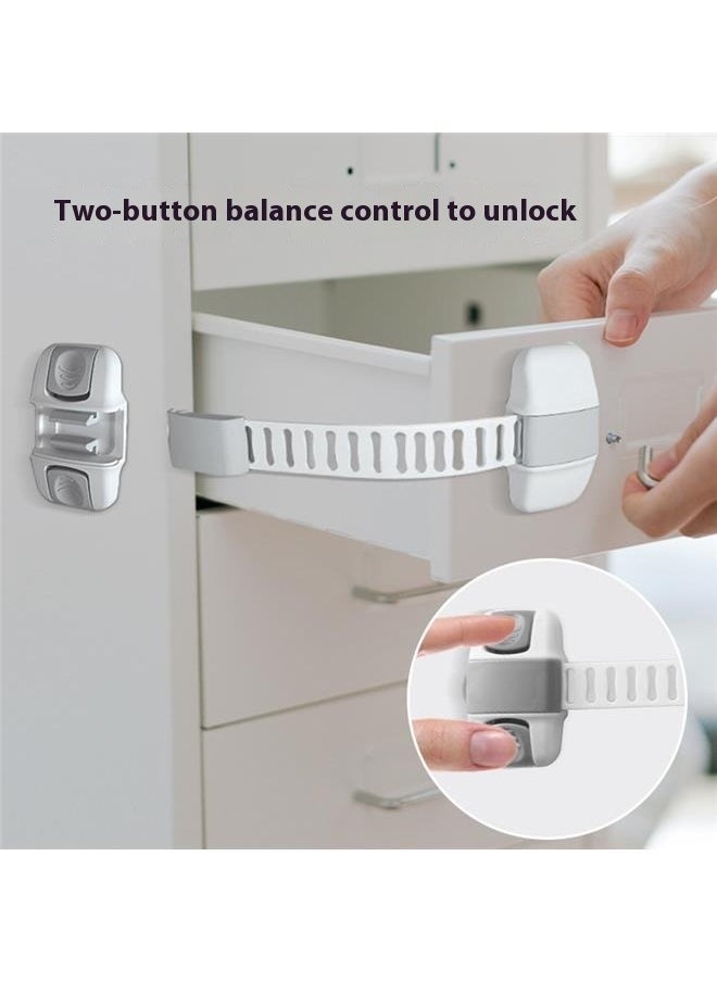Generic 2-Piece Lock For Refrigerator/Freezer White 20.5*6cm--Child Safety Strap Locks Baby Locks for Cabinets and Drawers, Toilet, Fridge & More. 3M Adhesive Pads. Easy Installation. (White/Gray)  - Image 5