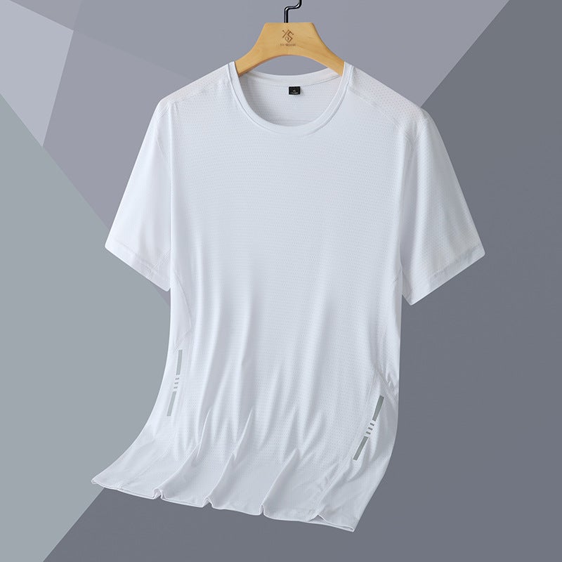 Men's Plus Size Round Neck Short Sleeve T-Shirt Ice Silk Breathable - Image 1