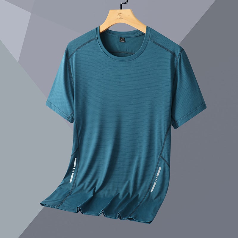 Men's Plus Size Round Neck Short Sleeve T-Shirt Ice Silk Breathable - Image 2