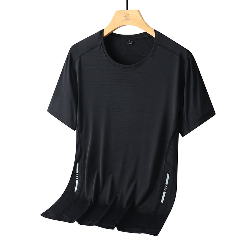 Men's Plus Size Round Neck Short Sleeve T-Shirt Ice Silk Breathable - Image 4